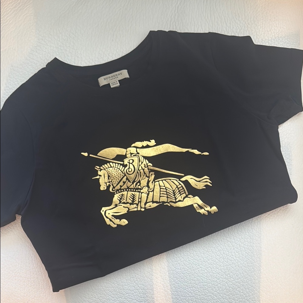 Burberry Kids Black T-Shirt with Gold Print